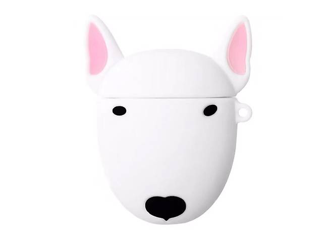 Силиконовый футляр Epik Dogs для наушников AirPods 1/2 Бультерьер / Белый 1164344