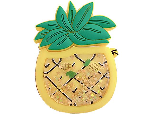 Силиконовый футляр Epik Fruits series with Sparkles Water для наушников AirPods 1/2 + кольцо pineapple / Желтый 749620