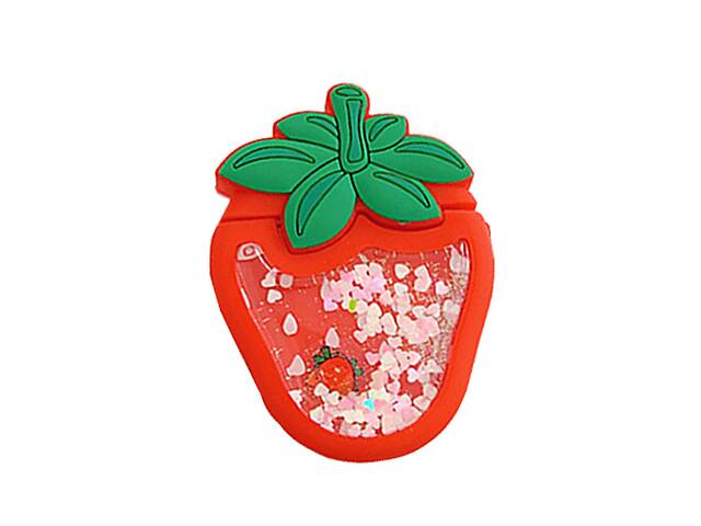 Силиконовый футляр Epik Fruits series with Sparkles Water для наушников AirPods 1/2 + кольцо strawberry / Красный 749621