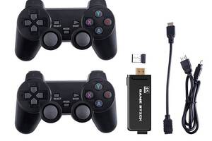 Телевизионная игровая приставка Gen Game Mini Stick 4k HDMI с двумя беспроводными геймпадами 2.4G с встроенными играм...