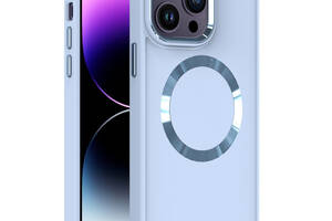 TPU чехол Epik Bonbon Metal Style with MagSafe Apple iPhone 14 Pro 6.1' Голубой / Mist blue