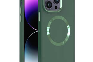TPU чехол Epik Bonbon Metal Style with MagSafe Apple iPhone 14 Pro Max 6.7' Зеленый / Pine green
