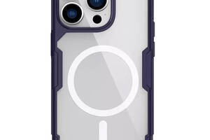 TPU чехол Nillkin Nature Pro Magnetic Apple iPhone 14 Pro Max 6.7' Темно-фиолетовый / Прозрачный