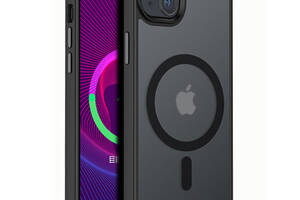 TPU+PC чехол Epik Metal Buttons with MagSafe Colorful Apple iPhone 14 6.1' Черный