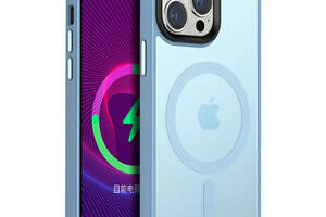 TPU+PC чехол Epik Metal Buttons with MagSafe Colorful Apple iPhone 14 Pro 6.1' Голубой