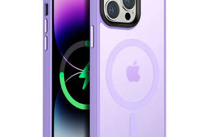 TPU+PC чехол Epik Metal Buttons with MagSafe Colorful Apple iPhone 14 Pro Max 6.7' Сиреневый