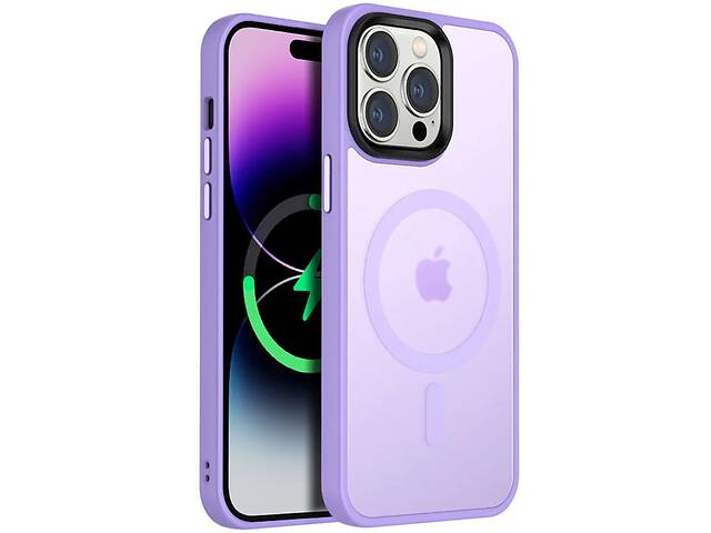 TPU+PC чехол Epik Metal Buttons with MagSafe Colorful Apple iPhone 14 Pro Max 6.7' Сиреневый