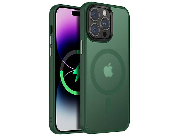 TPU+PC чехол Epik Metal Buttons with MagSafe Colorful Apple iPhone 15 Pro 6.1' Зеленый