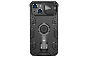 TPU+PC чехол Nillkin CamShield Armor Pro no logo шторка на камеру Apple iPhone 14 6.1' Черный