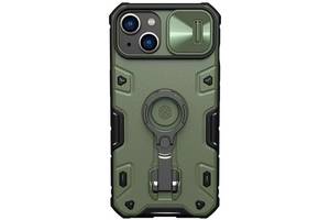 TPU+PC чехол Nillkin CamShield Armor Pro no logo шторка на камеру Apple iPhone 14 6.1' Зеленый