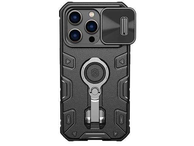 TPU+PC чехол Nillkin CamShield Armor Pro no logo шторка на камеру Apple iPhone 14 Pro 6.1' Черный