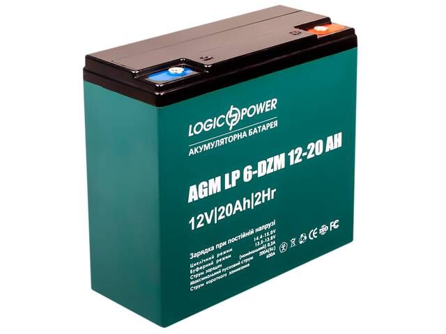 Тяговая аккумуляторная батарея AGM LogicPower LP 6-DZM-20 12V 20Ah