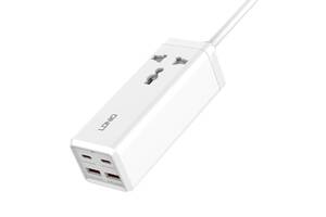 Удлинитель 2 метра 2USB + 2Type-C + 1 розетка QC Ldnio SC1418 White N