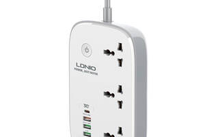 Удлинитель с USB 2 м Ldnio SCW3451 3USB Type-C 3 розетки QC Wi-Fi White