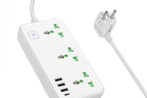 Удлинитель сетевой Hoco AC7A Multifunctional 3USB 1Type-C,PD 17W 3.4A 1.5m White