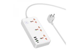 Удлинитель сетевой Hoco AC8A Multifunctional 3USB 1Type-C,PD 18W 3.4A 1.5m White