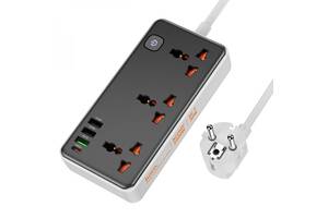 Удлинитель сетевой Hoco AC8A Multifunctional 3USB 1Type-C,PD 18W 3.4A 1.5 m Black