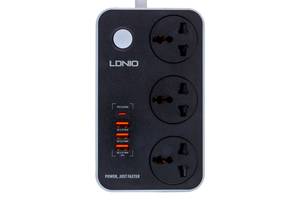 Удлинитель сетевой LDNIO SC3412 Type-C 3 розетки PD 20 Вт / QC 3.0 3USB 2 m Black-Grey