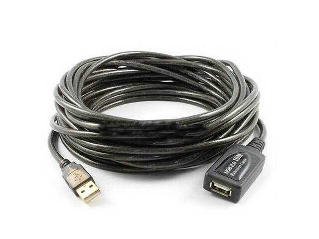 Удлинитель Спартак USB 2.0 активный репитер кабель AM-AF 10 м Black N