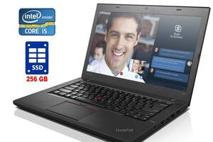 Ультрабук А-класс Lenovo Thinkpad T460 / 14' (1920x1080) IPS Touch / Intel Core i5-6300U (2 (4) ядра по 2.4 - 3.0 GHz...