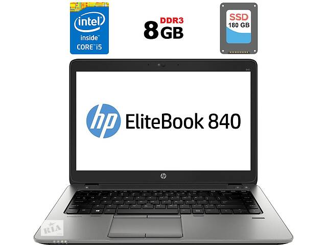 Ультрабук Б-класс HP EliteBook 840 G1 / 14' (1600x900) TN / Intel Core i5-4300U (2 (4) ядра по 1.9 - 2.9 GHz) / 8 GB...