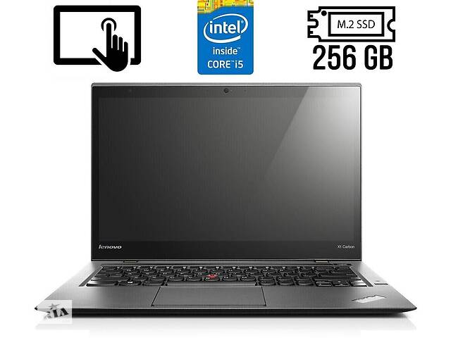 Ультрабук Б-класс Lenovo ThinkPad X1 Carbon (2nd Gen) / 14' (2560x1440) IPS Touch / Intel Core i5-4300U (2 (4) ядра п...