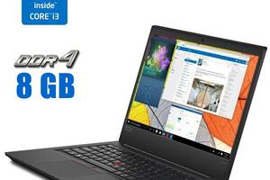Ультрабук Lenovo ThinkPad E490 / 14' (1366x768) TN / Intel Core i3-8145U (2 (4) ядра по 2.1 - 3.9 GHz) / 8 GB DDR4 /...