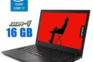 Ультрабук Lenovo ThinkPad T480s / 14' (1920x1080) IPS / Intel Core i7-8650U (4 (8) ядра по 1.9 - 4.2 GHz) / 16 GB DDR...