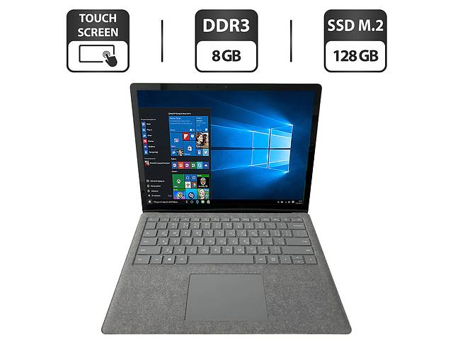 Ультрабук Microsoft Surface Laptop / 13.5' (2256x1504) IPS Touch / Intel Core i5-7300U (2 (4) ядра по 2.6 - 3.5 GHz)...