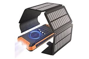 УМБ-павербанк SolarTank-20000 mAh солнечные панели 6 шт кемпинговый фонарь водонепроницаемый