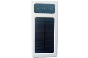 УМБ Power Bank Solar 30000mAh повербанк 4 в 1 с солнечной панелью, экраном, фонариком White (11230-hbr)