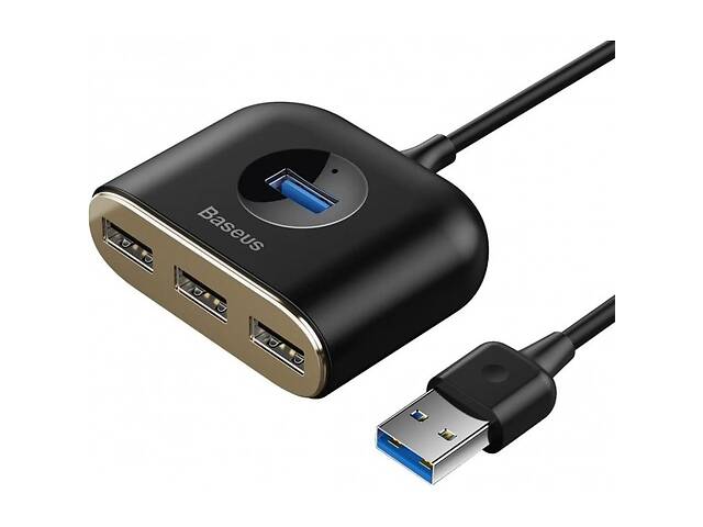 USB HUB Baseus Square round 4 in 1 (USB3.0 to USB3.0+3 USB2.0) 1m Black (CAHUB-AY01) (Код товара:17644)