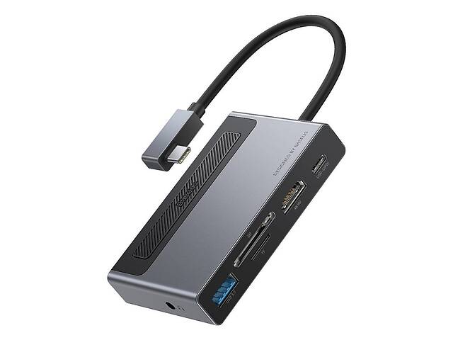 USB hub Type-C 6-in-1 BASEUS Metal Gleam CAHUB-DA0G с HDMI 4K картридером и зарядкой 100 Вт Серый