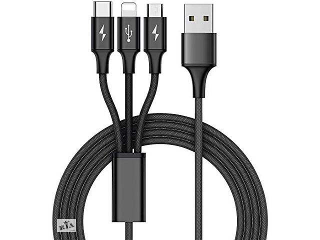 USB кабель 3 в 1 Apple +Type-C+Micro USB быстрая зарядка качество Charging Cable #100224-1