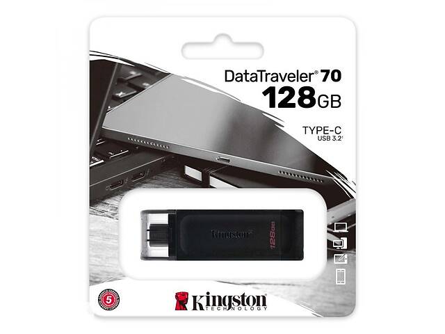 USB-накопитель Kingston DT 70 Type-C 128Gb USB Flash Drive 3.2 128 Гб Black