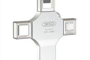 USB-накопитель XO DK04 128Gb 4 in 1 USB Flash Drive 2.0 Type-C / Lightning / Micro-USB 128 Гб Steel