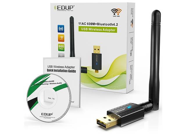 USB wifi адаптер 2 в 1 EDUP 600M USB 2.0 + Bluetooth 4.2 двухдиапазонная сеть 2.4G / 5G #100204-2