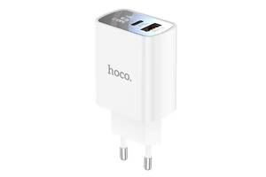 Usb зарядка с дисплеем HOCO DC27 USB Type-C 20W 3A PD QC белая