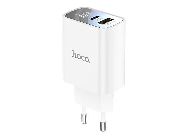 Usb зарядка с дисплеем HOCO DC27 USB Type-C 20W 3A PD QC белая