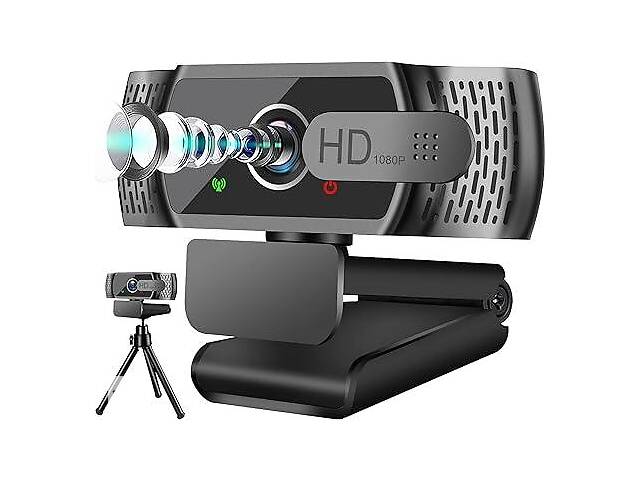 Веб-камера Neefeaer W6 HD 1080P с микрофоном/штативом с автоматической коррекцией освещения Черный