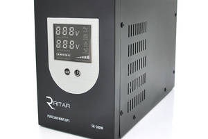 ИБП с правильной синусоидой Ritar SK-800VA (500W), DC:145-275V, AC:230V, LCD-дисплей, 2Shuko socket, 12V, под внешнюю...