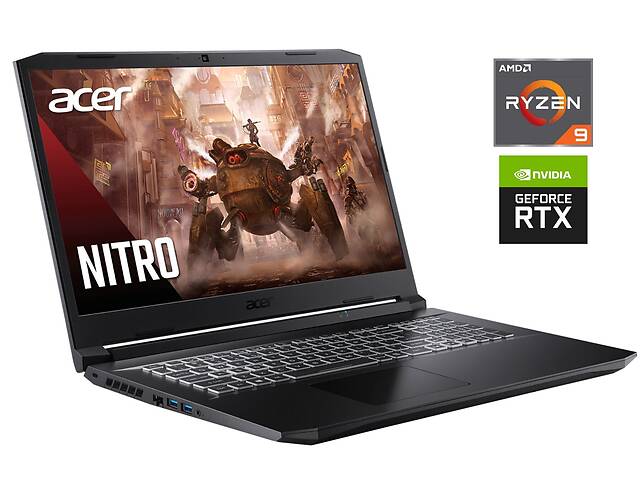 Игровой ноутбук Acer Nitro 5 AN517-41 / 17.3' (1920x1080) IPS / AMD Ryzen 9 5900HX (8 (16) ядер по 3.3 - 4.6 GHz) / 3...
