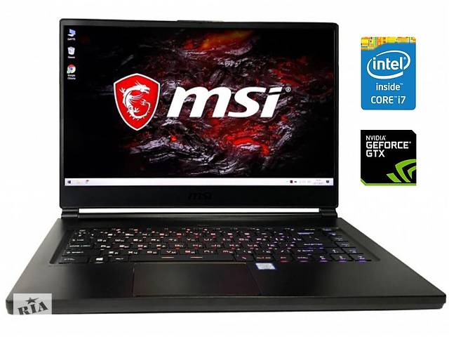 Игровой ноутбук MSI GS65 8RF Stealth Thin / 15.6' (1920x1080) IPS / Intel Core i7-8750H (6 (12) ядра по 2.2 - 4.1 GHz...