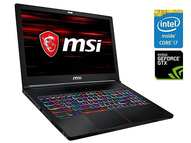 Игровой ноутбук MSI MegaBook GS63 Stealth 8RE / 15.6' (1920x1080) IPS / Intel Core i7-8750H (6 (12) ядер по 2.2 - 4.1...