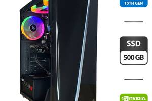 Игровой ПК 1stPlayer Black with window Tower / Intel Core i5-10400F (6 (12) ядер по 2.9 - 4.3 GHz) / 16 GB DDR4 / 500...