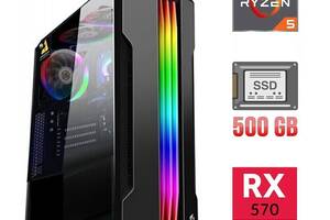 Ігровий ПК/Ryzen 5 2600/8GB RAM/500GB SSD/Radeon RX 570 4GB