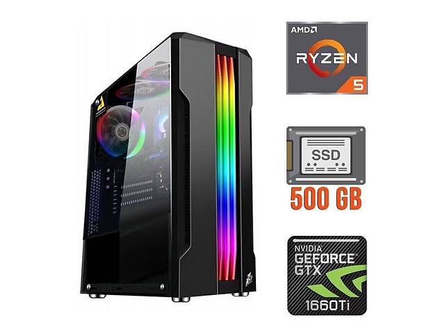 Игровой ПК/ Ryzen 5 3600/ 16GB RAM/ 500GB SSD/ GeForce GTX 1660 Ti 6GB