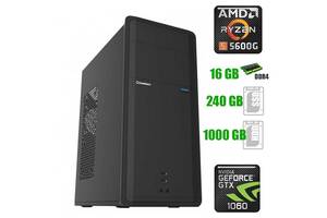 Игровой ПК GameMax Black Tower NEW/ Ryzen 5 5600G/ 16GB RAM/ 240GB SSD/ GeForce GTX 1060 6GB