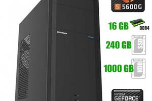 Игровой ПК GameMax Black Tower NEW / AMD Ryzen 5 5600G (6 (12) ядра по 3.9 - 4.4 GHz) / 16 GB DDR4 / 240 GB SSD NEW +...