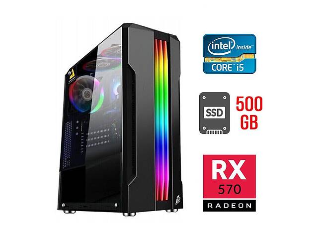 Игровой ПК/ i5-3470/ 8GB RAM/ 500GB SSD/ Radeon RX 570 4GB